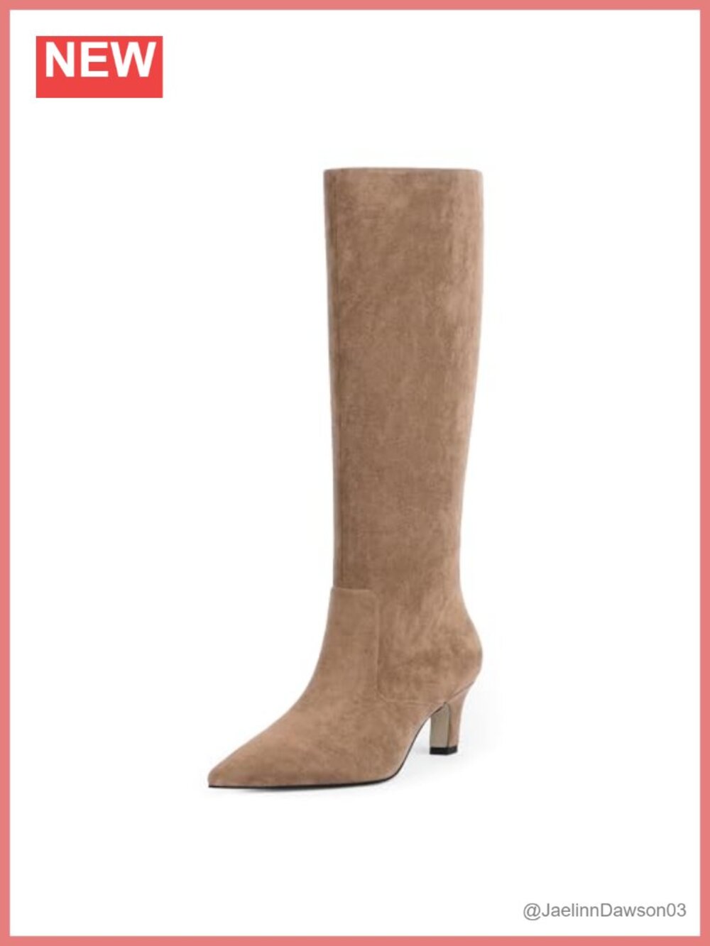 Knee High Boots Women Pointed Toe Kitten Heel Faux Leather Tall Boots